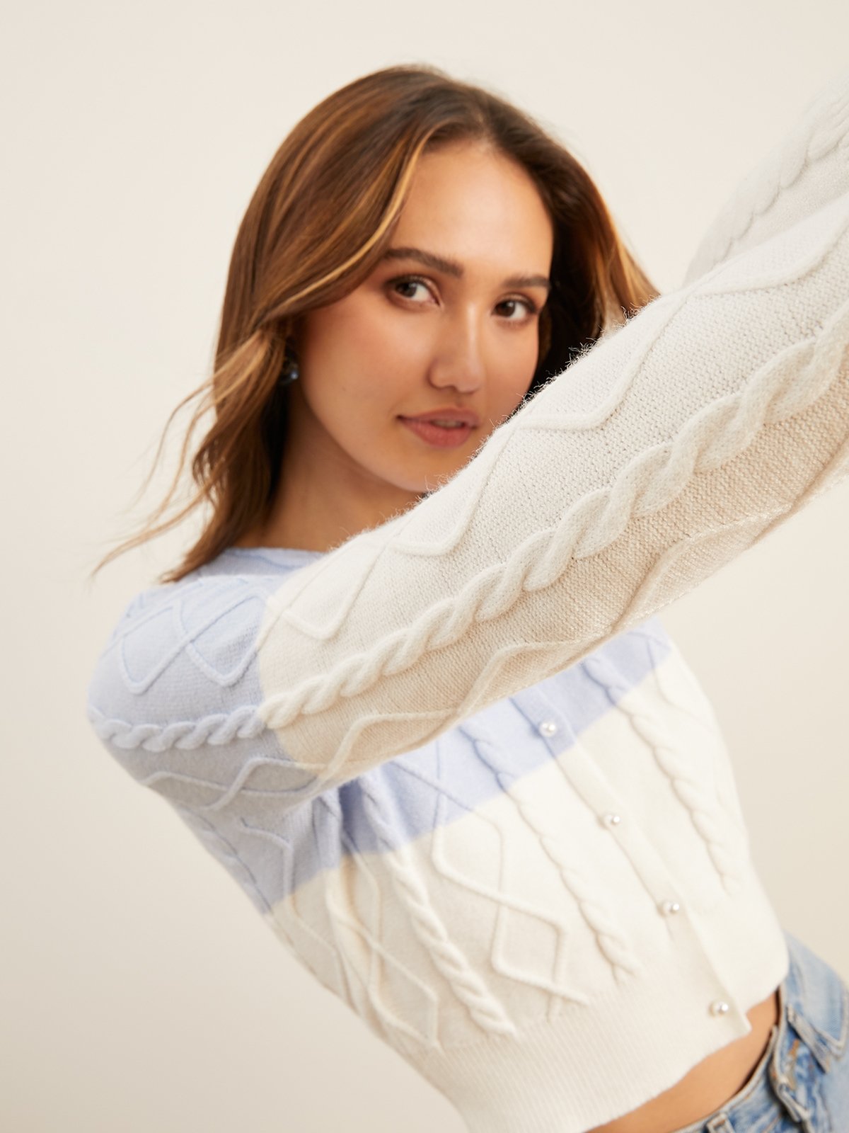 Two Tone Cardigan Blue