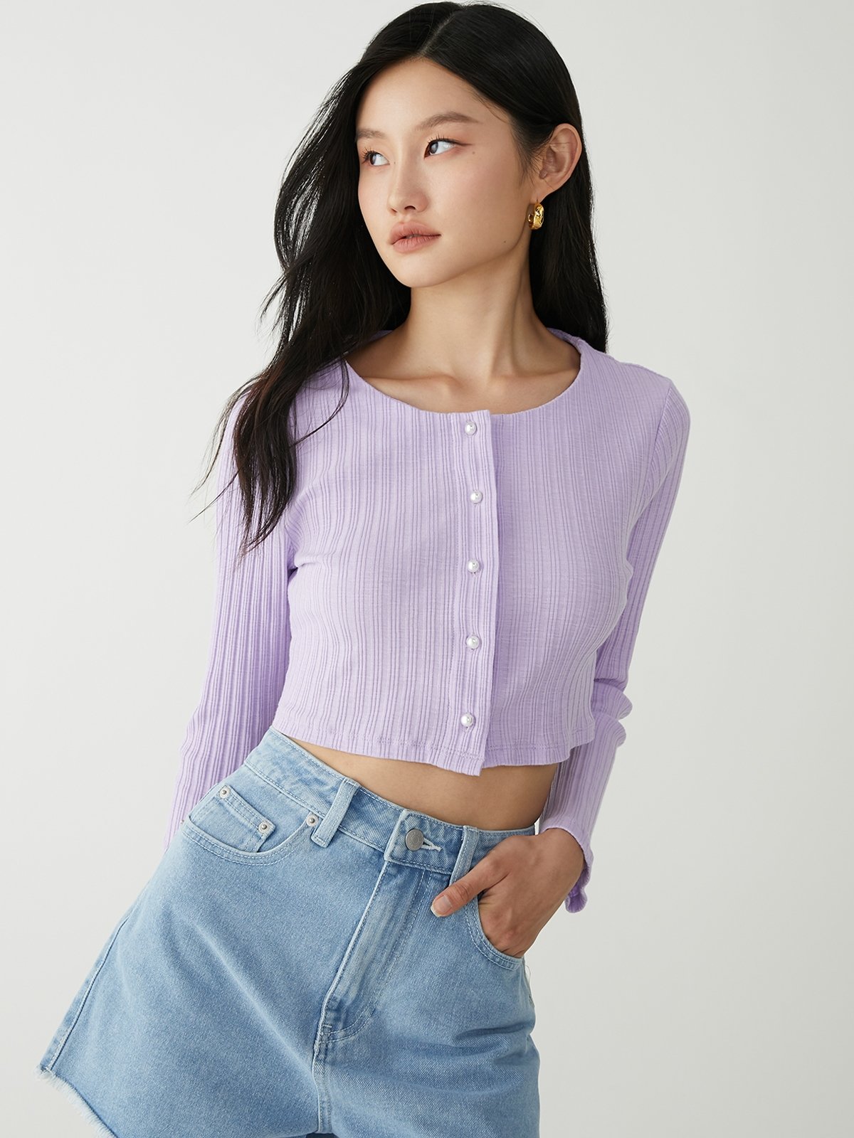 Purple new arrivals cropped cardigan