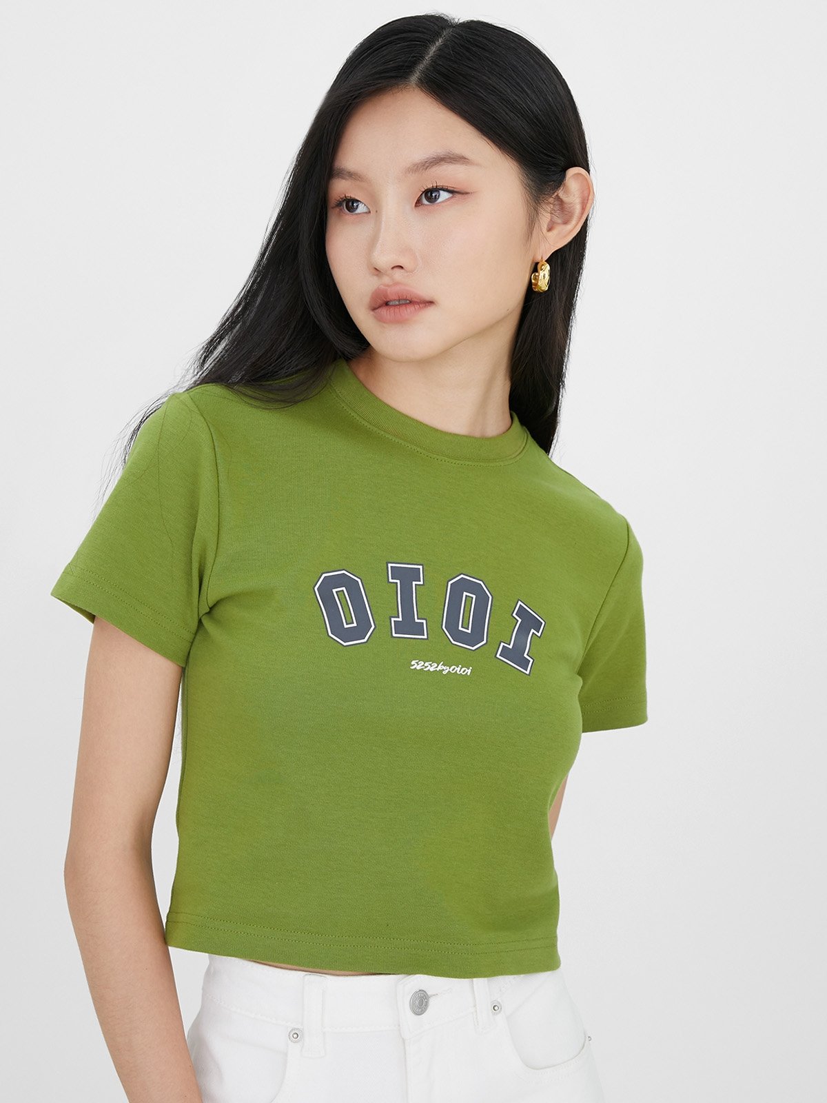 5252 by OiOi X Signature Crop T-Shirts - Olive Green - Pomelo Fashion