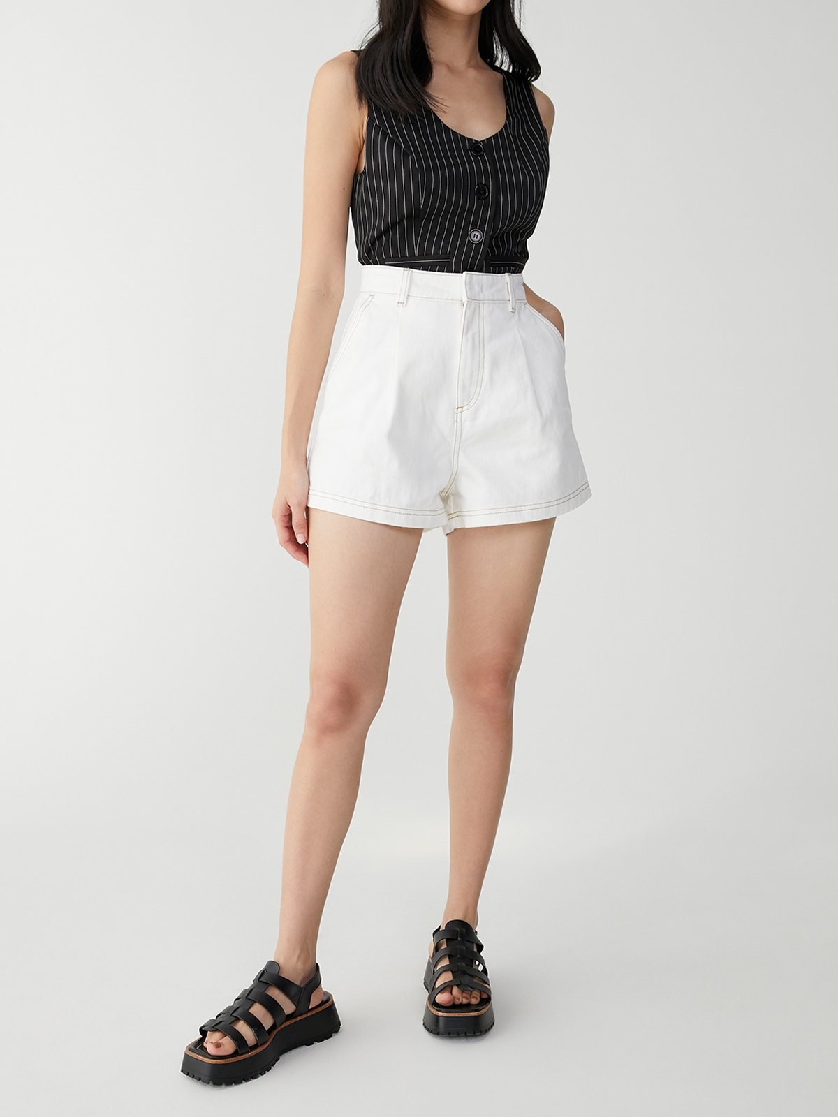 Cream high outlet waisted shorts