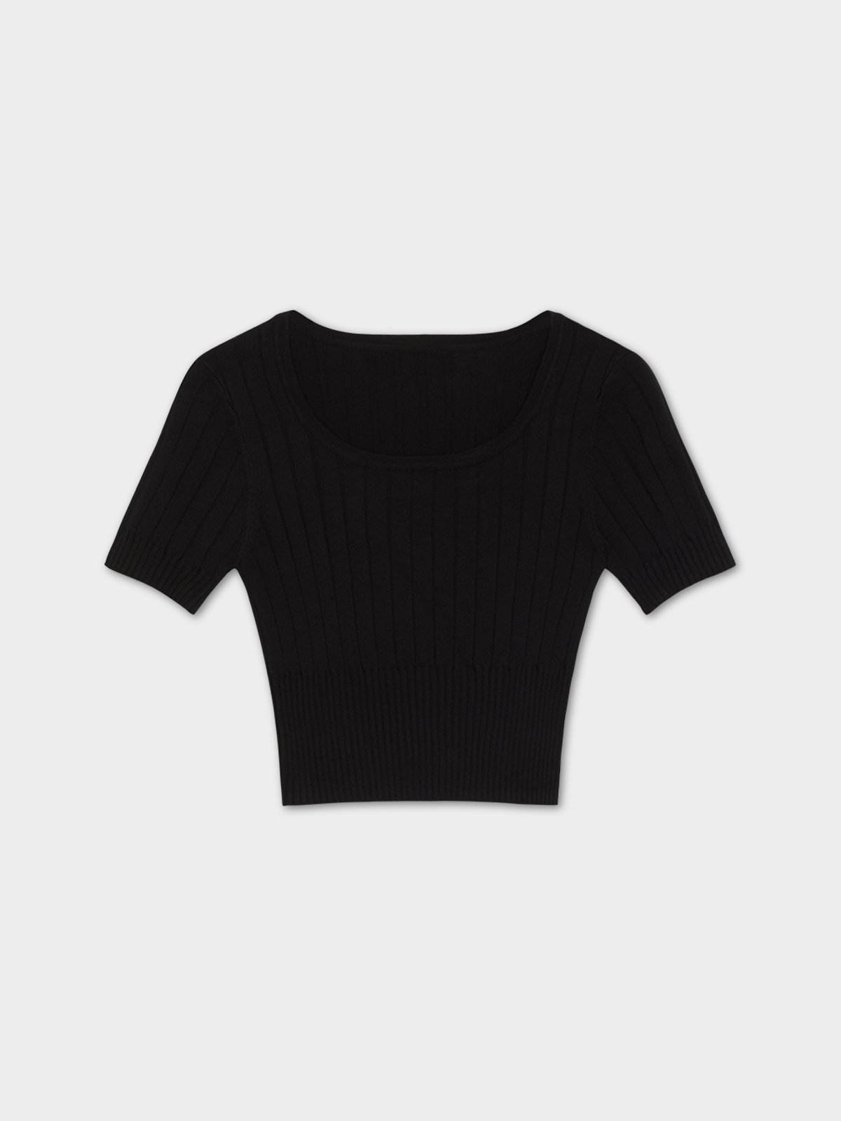 Short Sleeves Fit Crop Top - Black - Pomelo Fashion