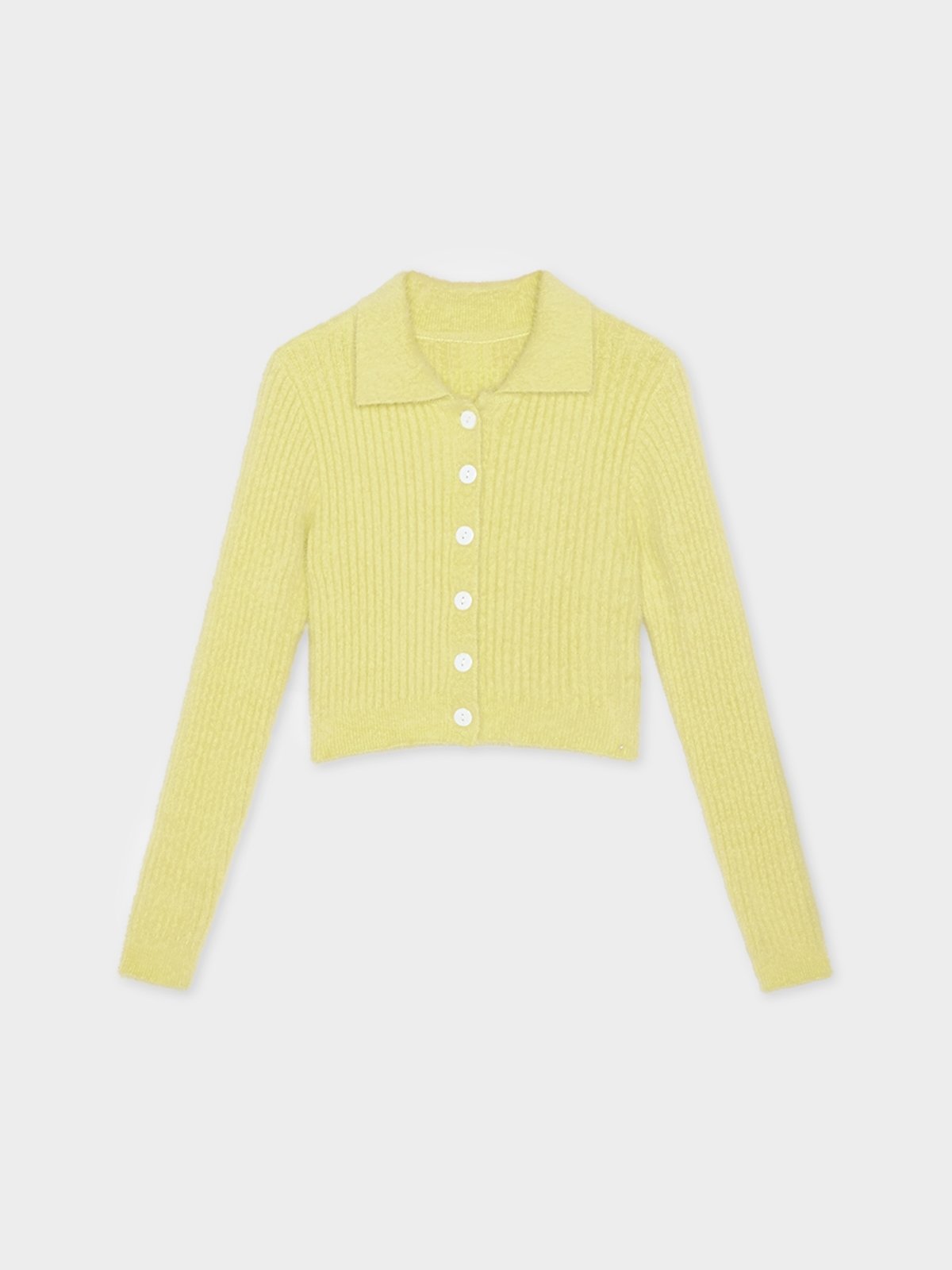 Collared Knit Cardigan Yellow Pomelo Fashion