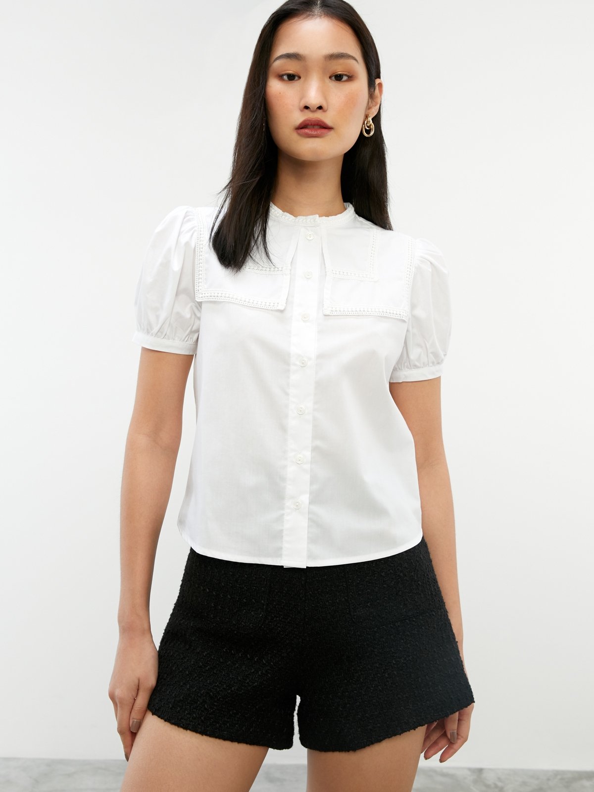 White short puff online sleeve top