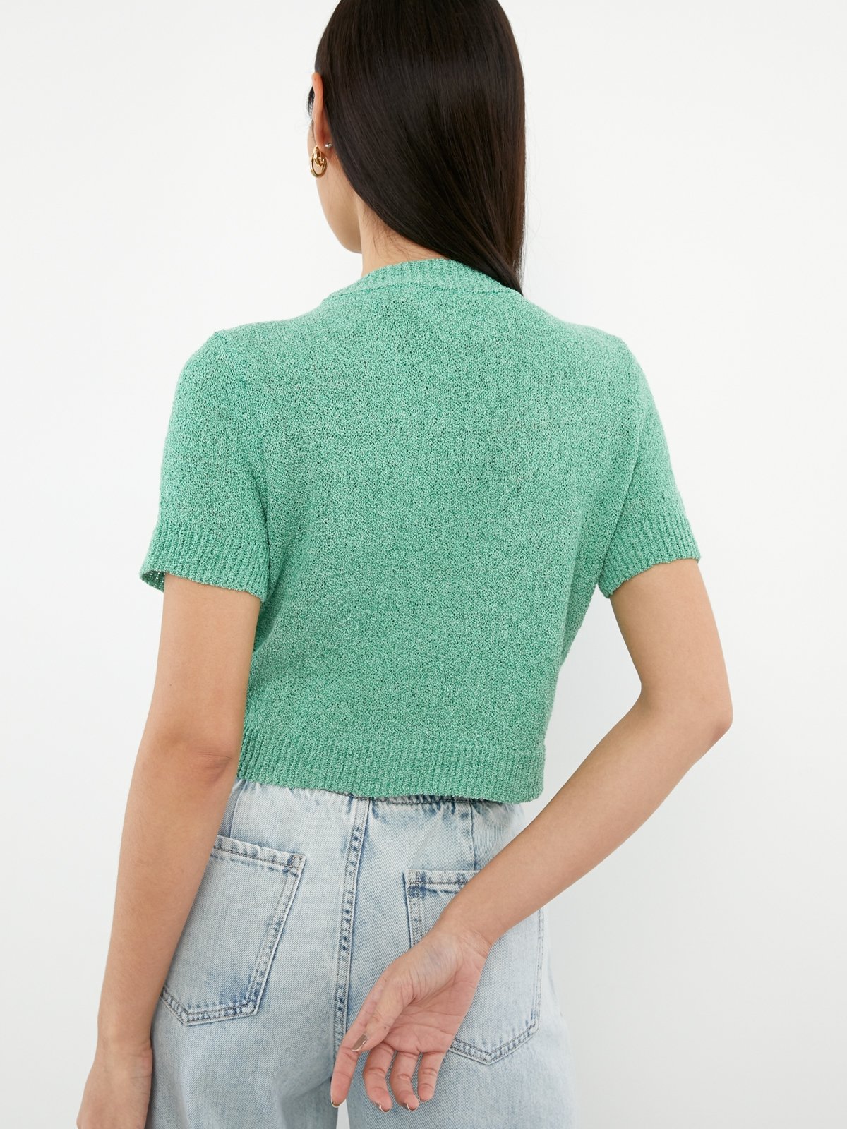 Short Sleeve Cardigan Green Pomelo Fashion