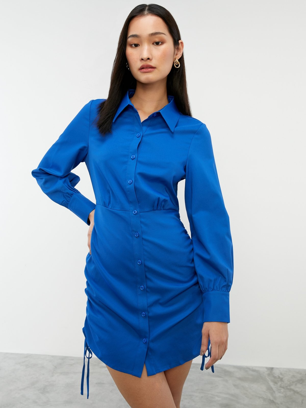 Long blue shirt dress store