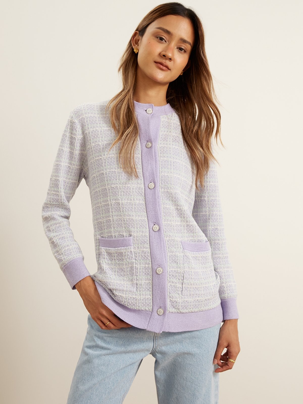 Cardigan plaid store