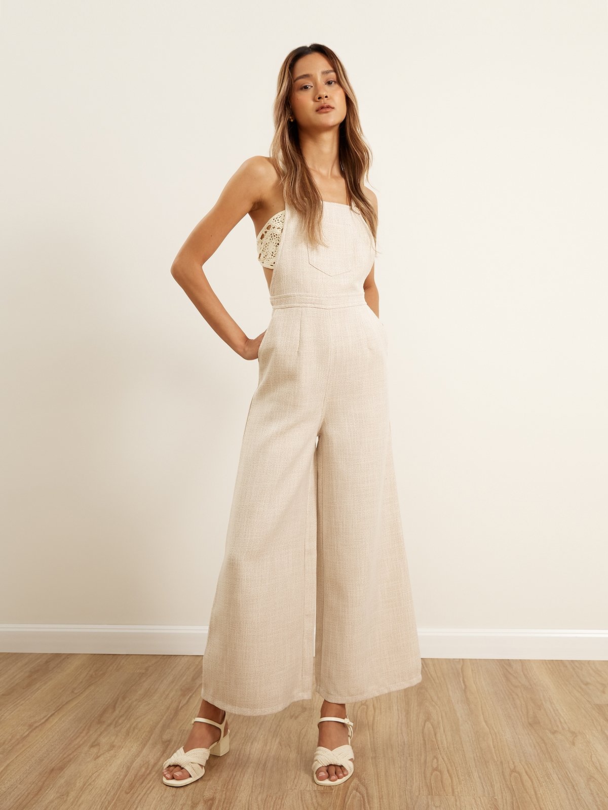 Cream jumpsuit shop