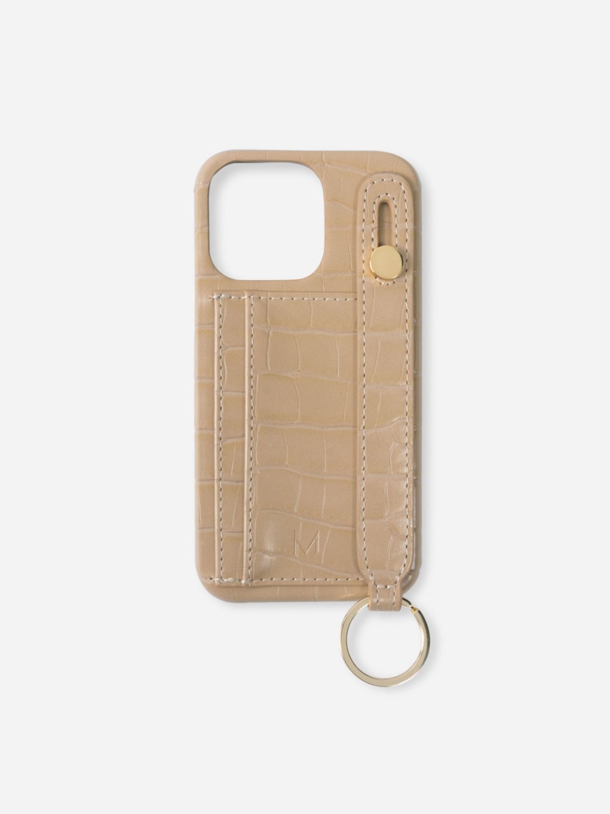 Card Holder Phone Case with Hand Strap Beige Pomelo Fashion