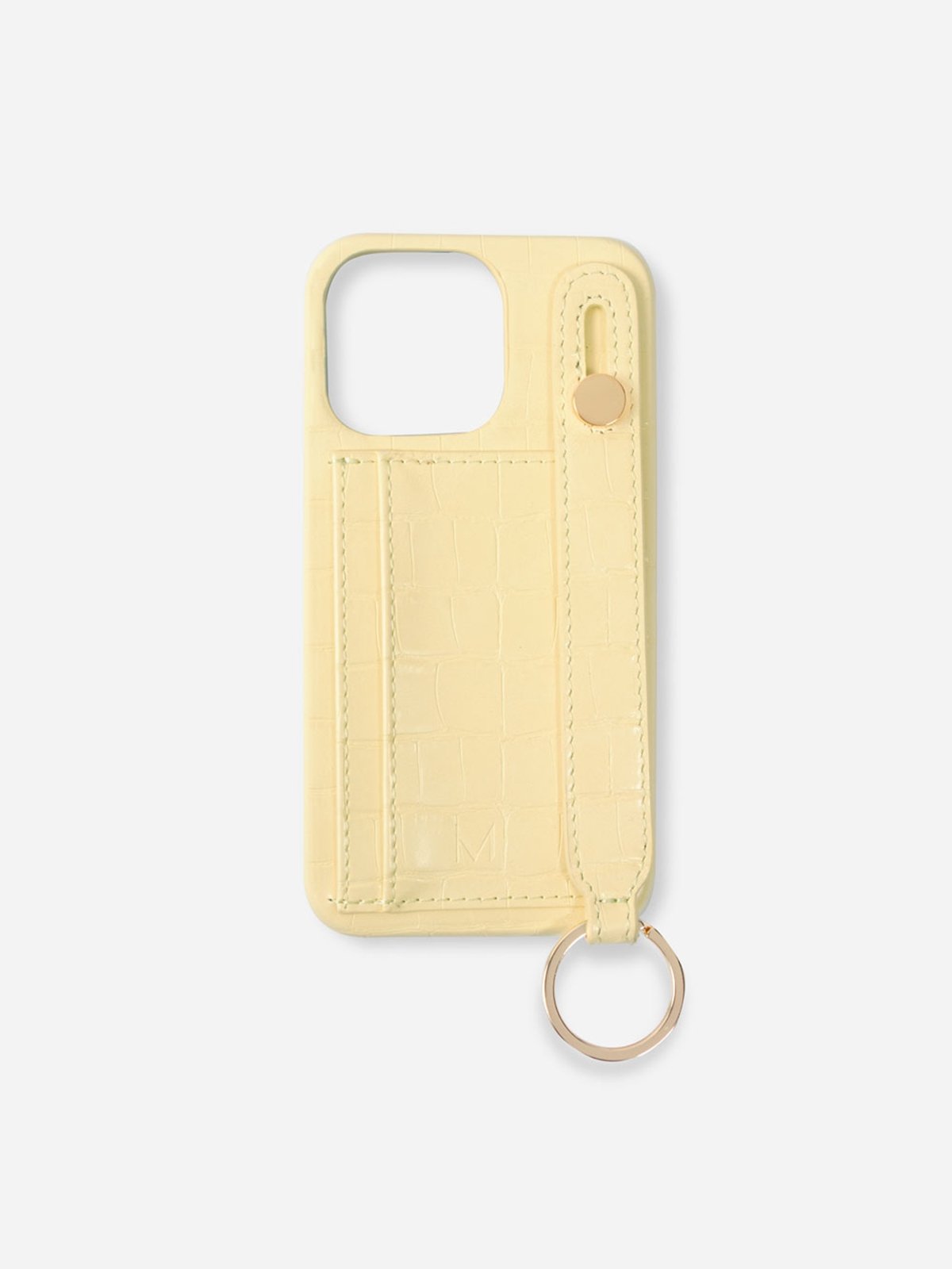 Card Holder Phone Case with Hand Strap - Pastel Yellow - Pomelo Fashion