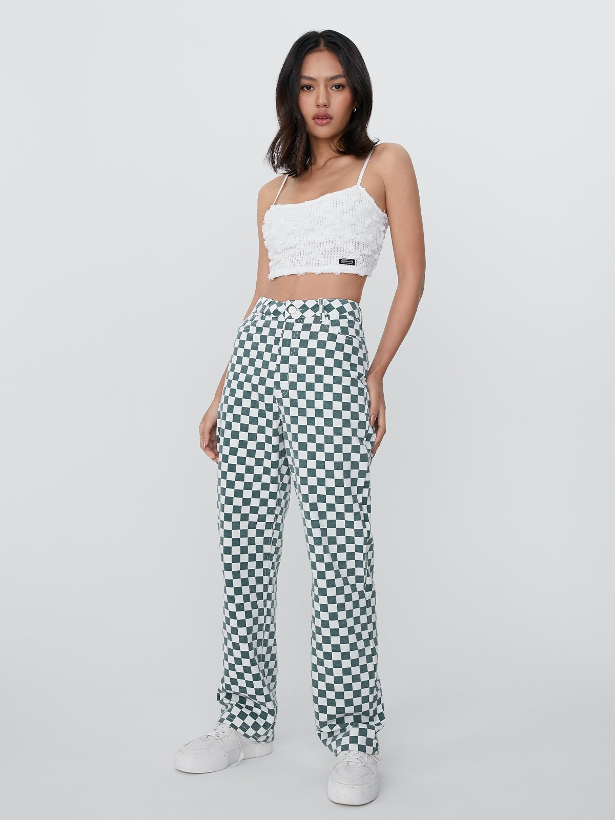 Checkerboard pants top