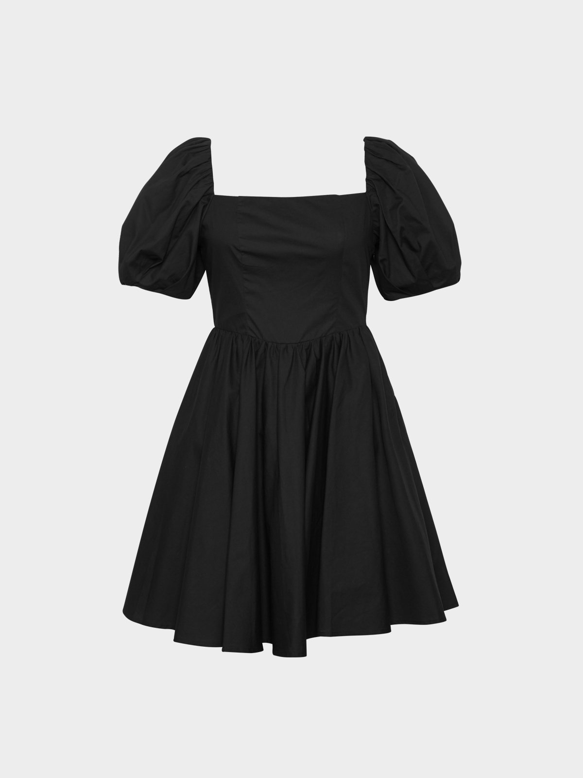 Mini Puffed Sleeve Dress - Black - Pomelo Fashion Mini Puffed Sleeve Dress - Black - Pomelo Fashion