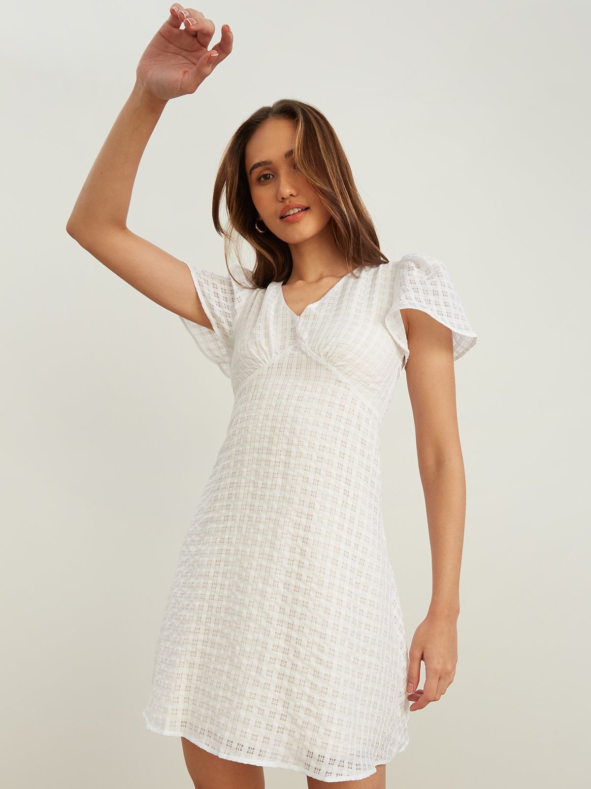 White short sleeve mini dress hotsell