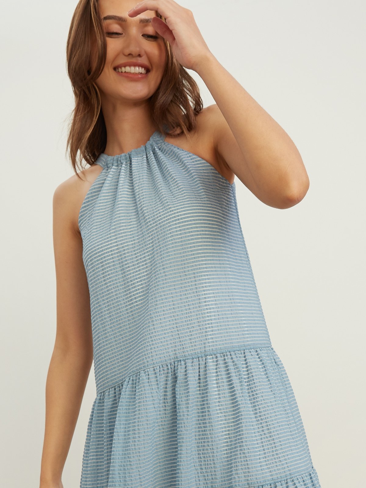 Stylish Grandeur Halter Maxi Dress Blue