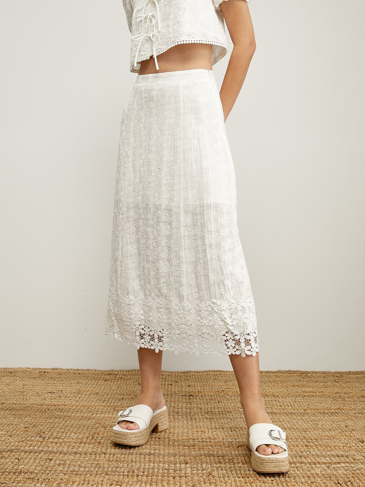 Eggshell white maxi skirt online