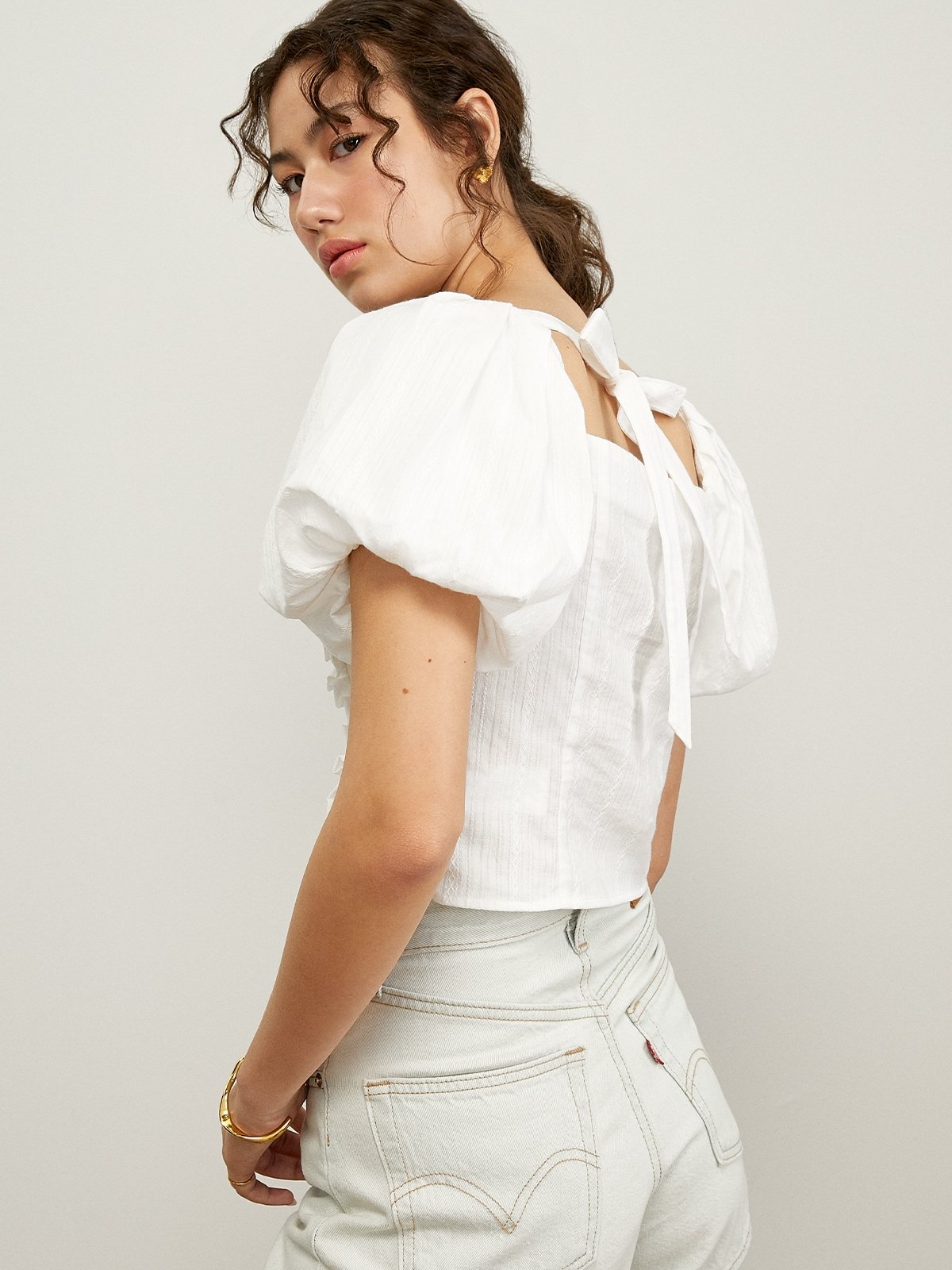 Ruffle puff sleeve store blouse