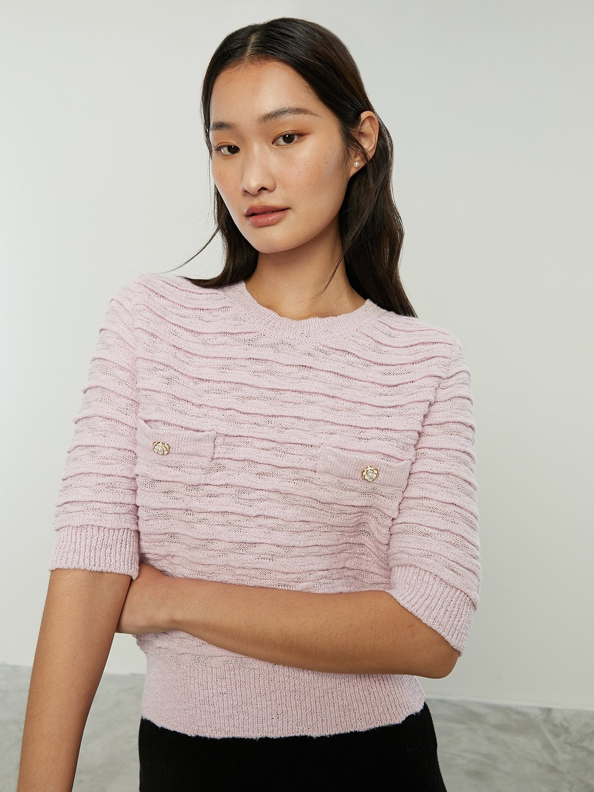 ruched-short-sleeve-top-lavender-pomelo-fashion