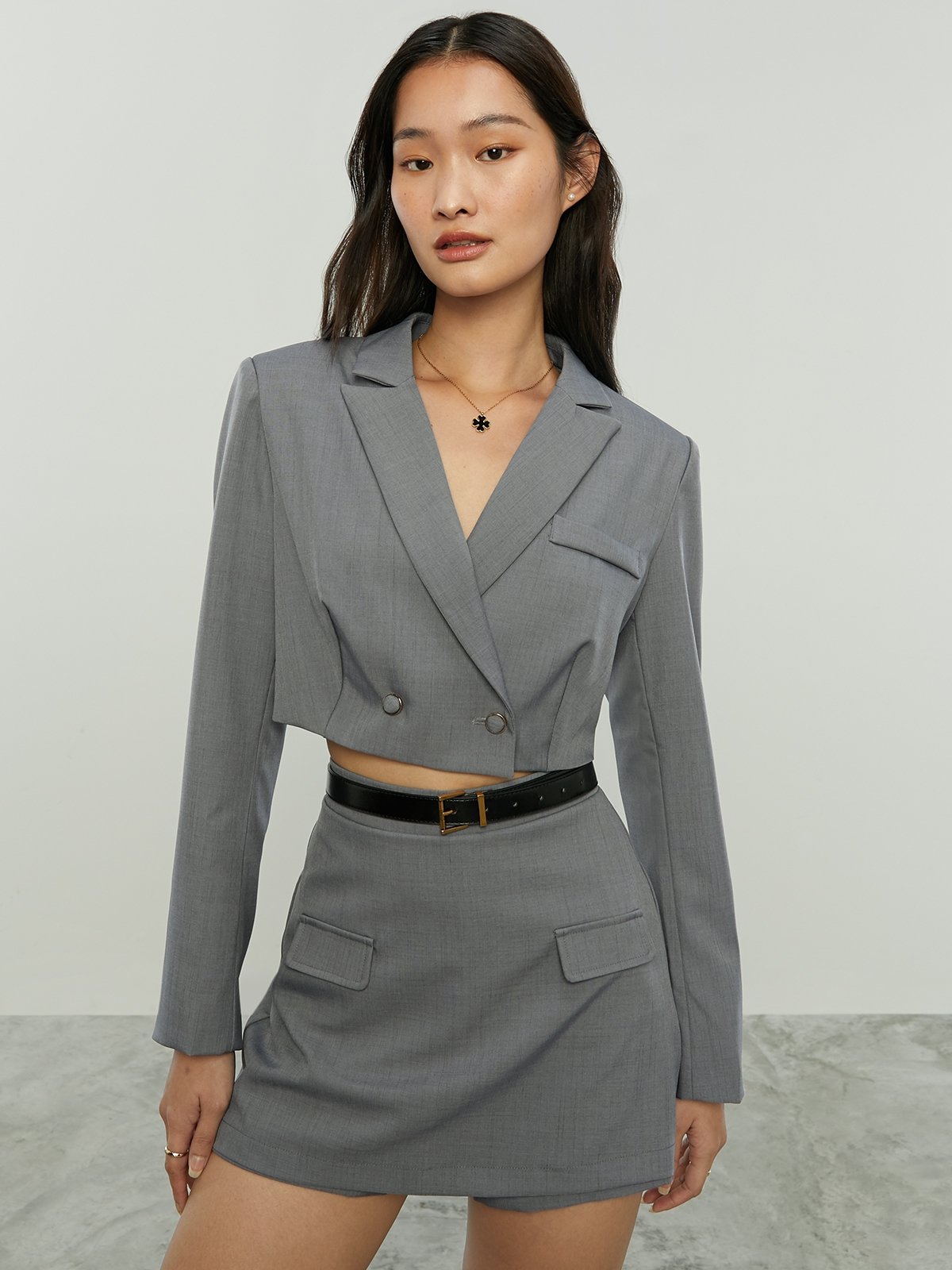 Grey blazer new arrivals and skirt