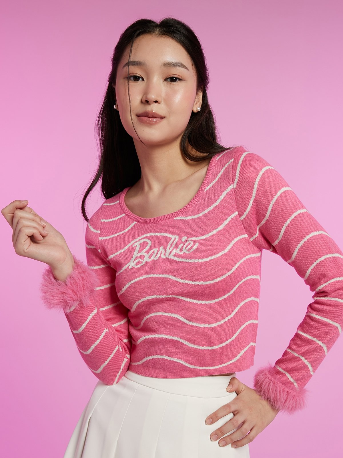 Barbie™ x Pomelo Sustainable Long Sleeves Top Pink Pomelo Fashion
