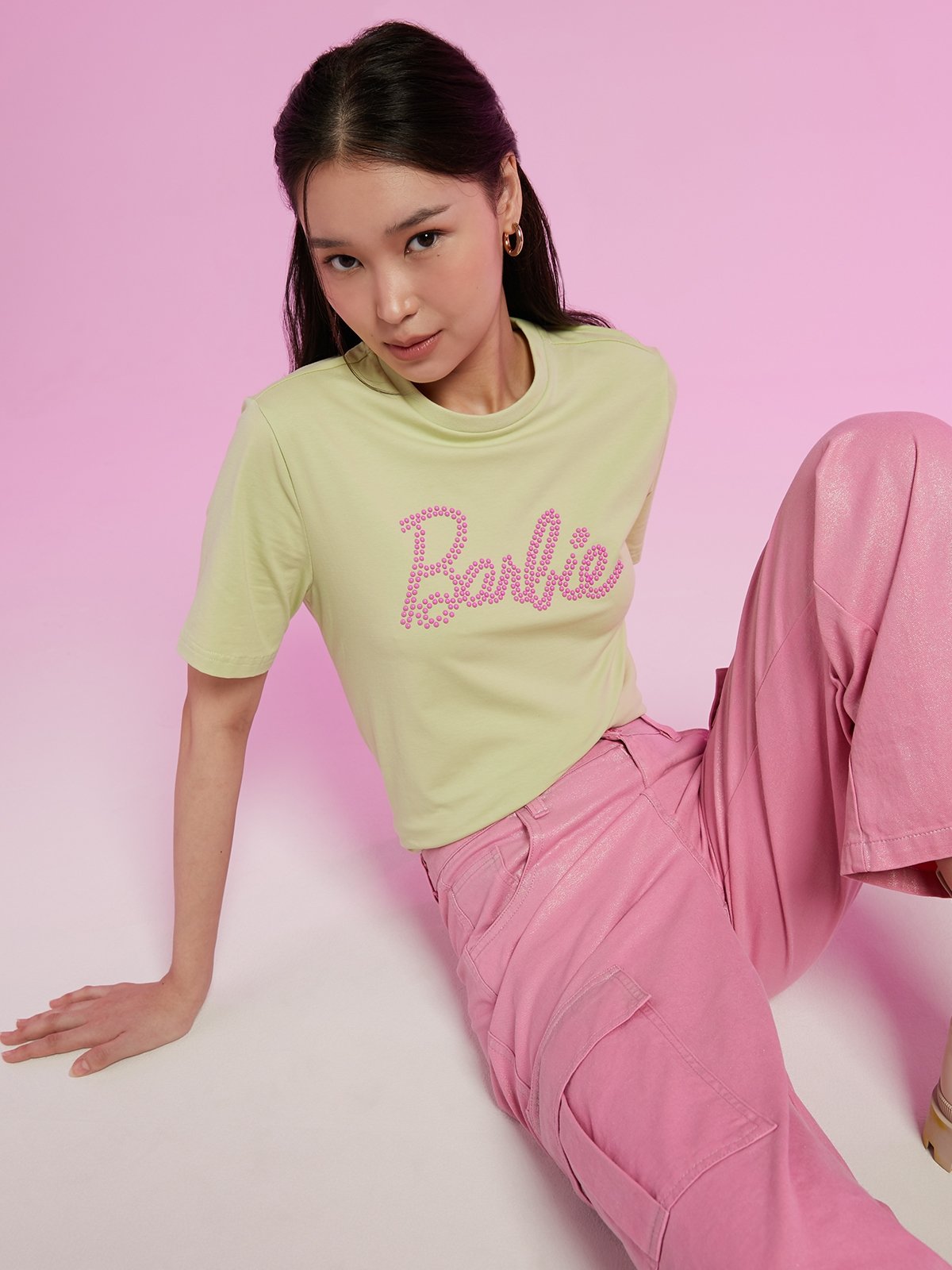 barbie-x-pomelo-sustainable-short-sleeves-tee-green-pomelo-fashion