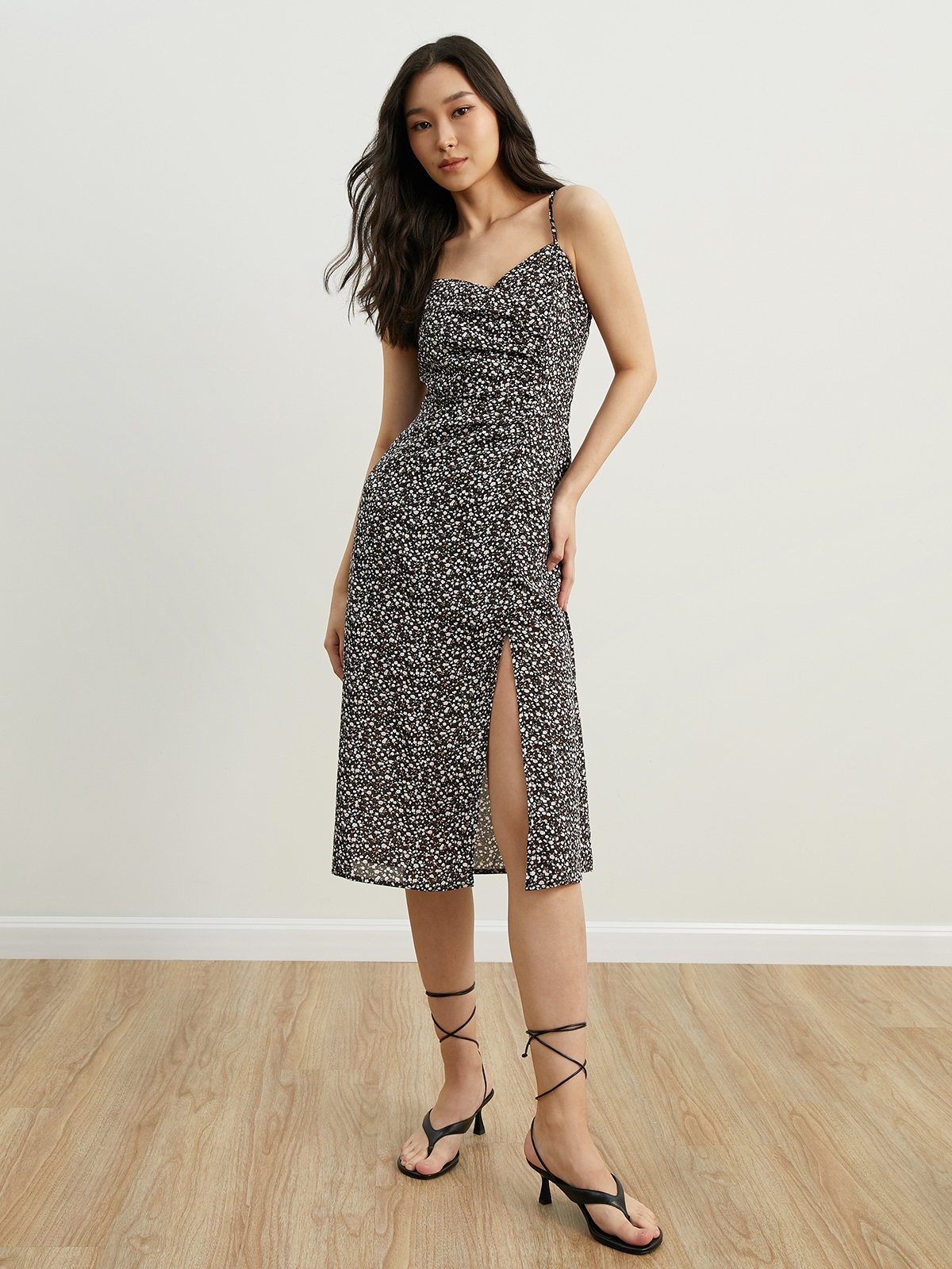 Leopard cami midi store dress