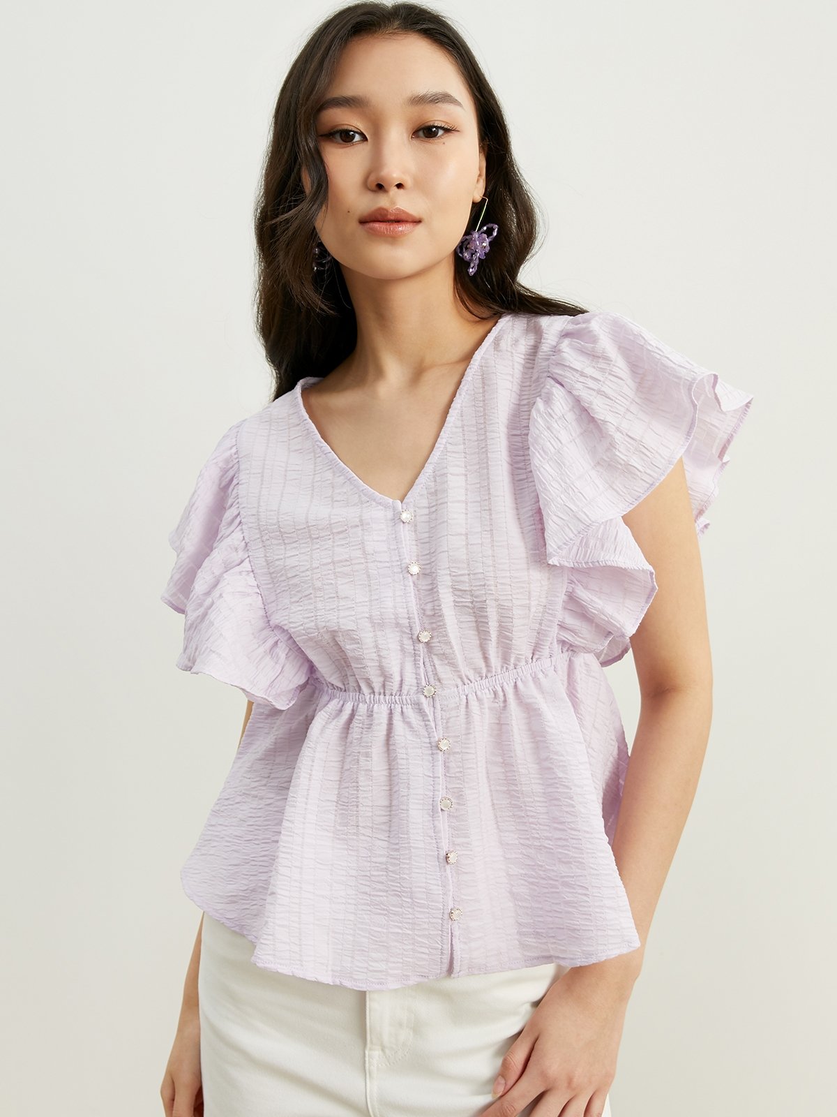 Butterfly sleeve sweater top