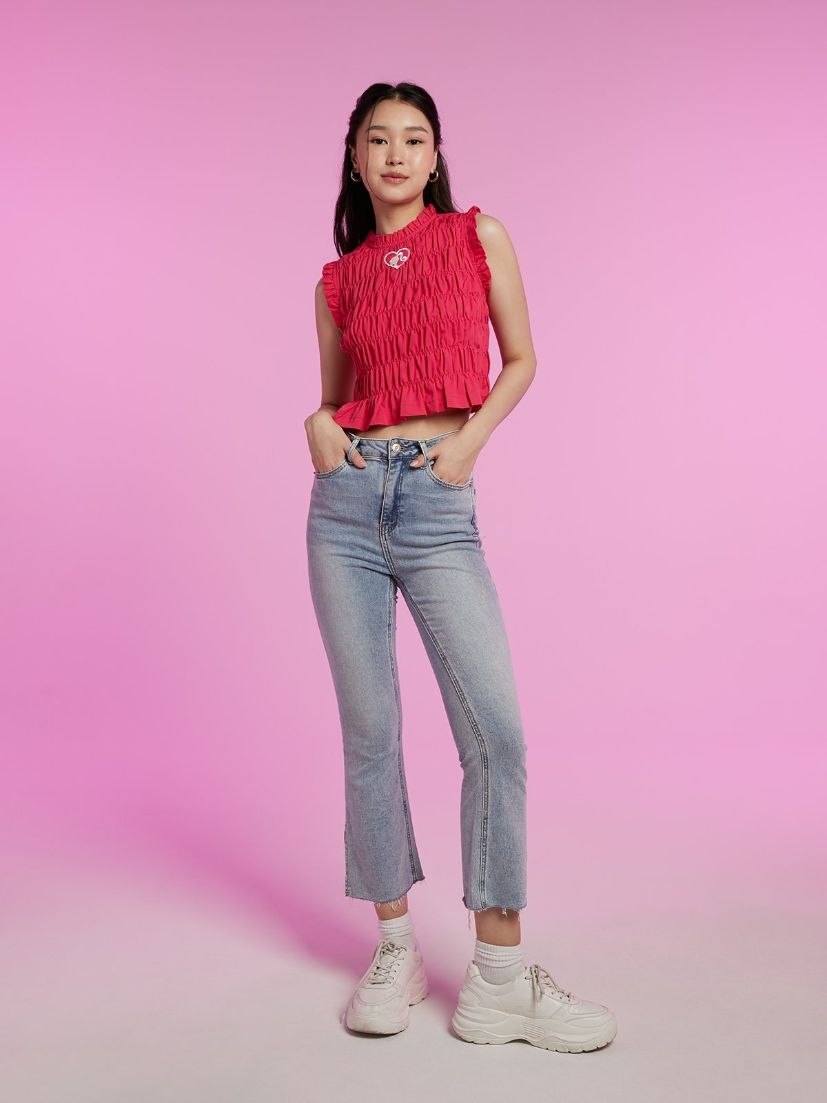 Barbie™ x Pomelo Ruched Sleeveless Top Pink Pomelo Fashion