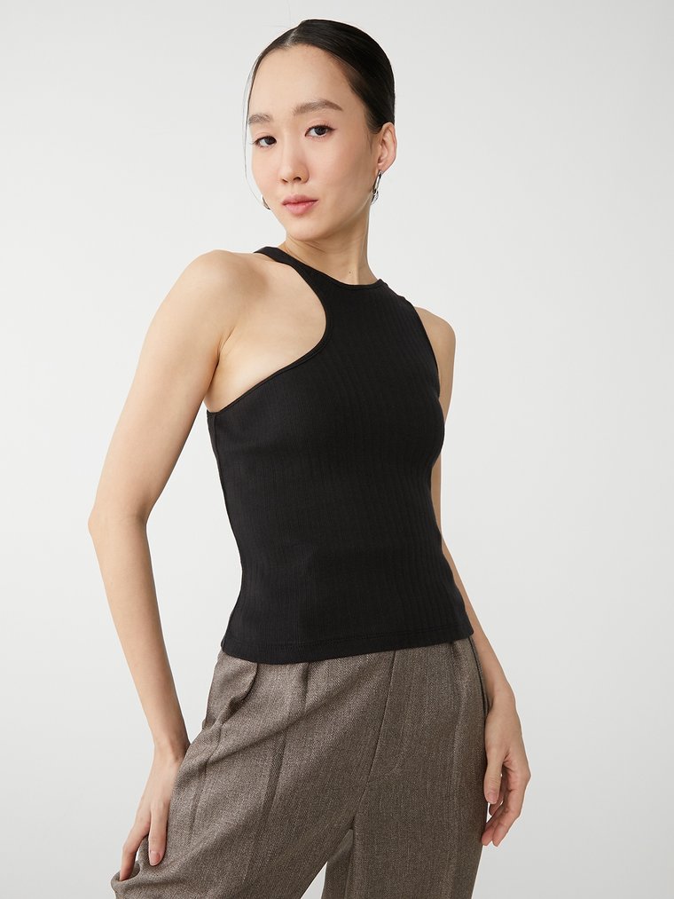 Sustainable Halter Style Fitted Tank Top - Brown - Pomelo Fashion