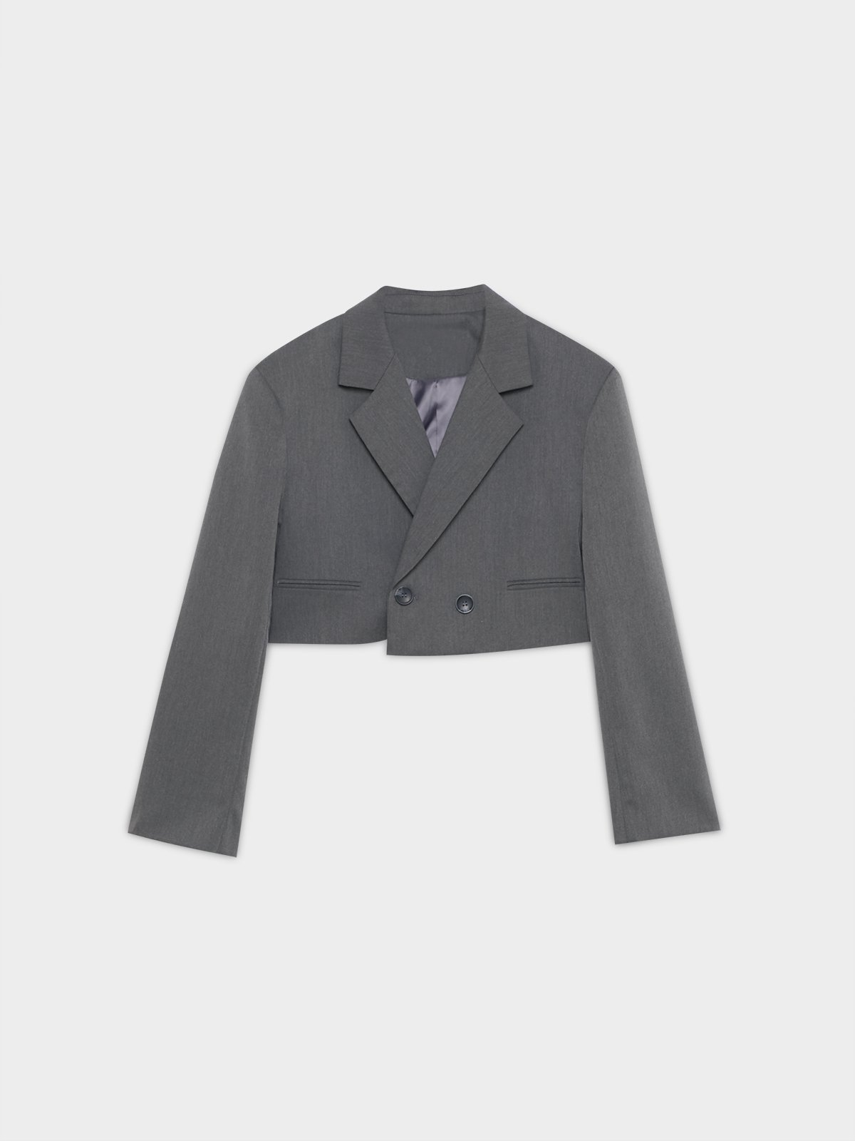 Cropped Blazer Dark Grey Pomelo Fashion