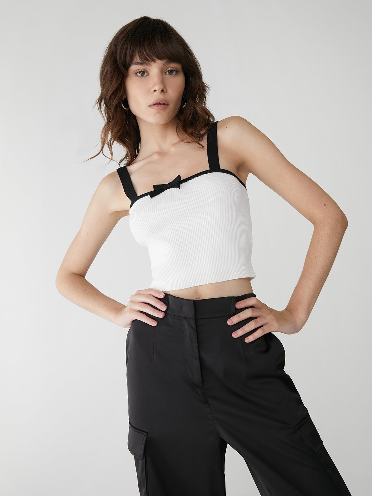 White crop sales top thin straps