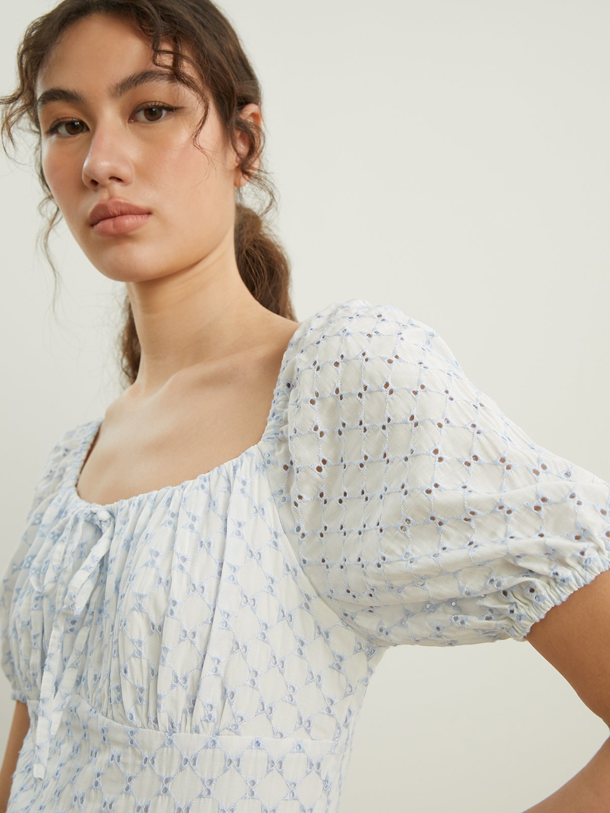Short Sleeve Corset Mini Dress - Blue 