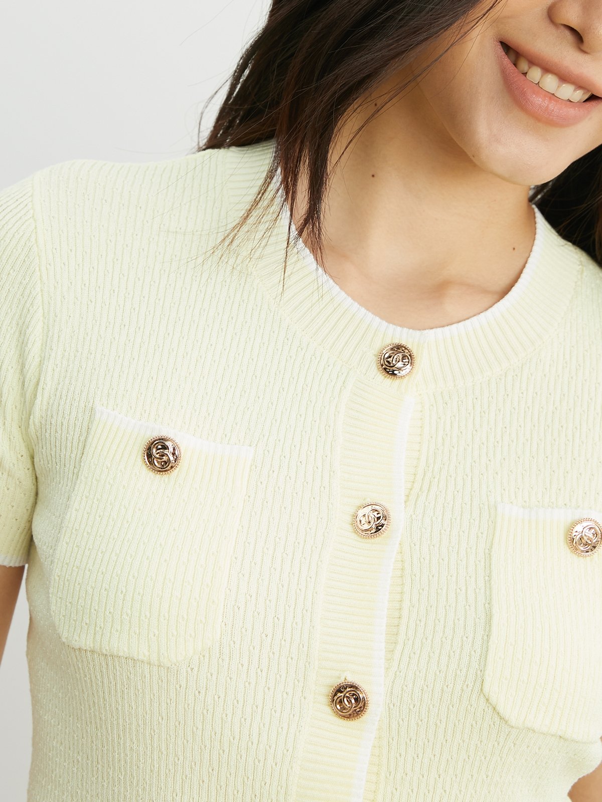 Gold shop button cardigan