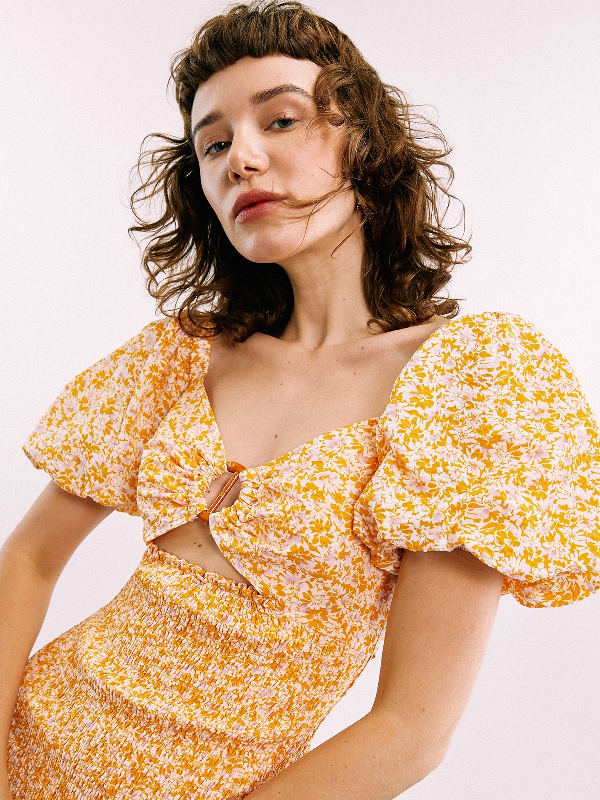 Floral clearance shirred dress