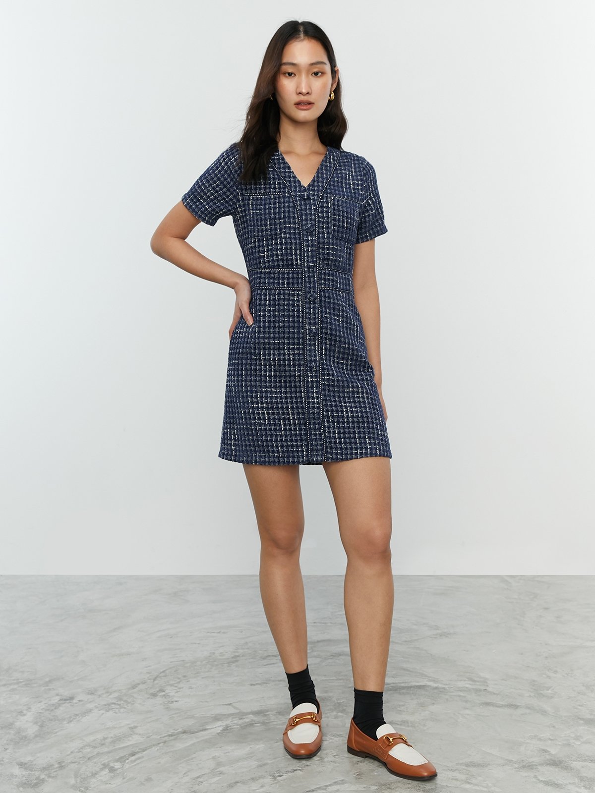 Gingham sales navy dress