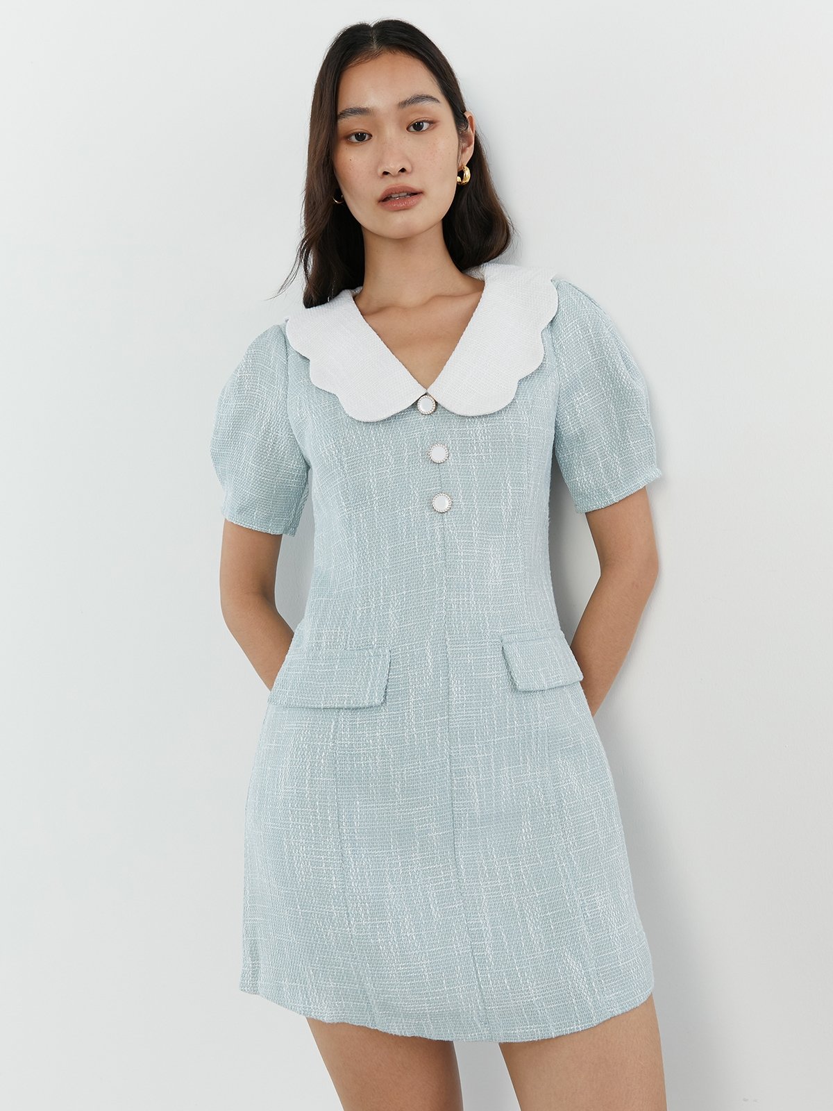 Tweed top blue dress
