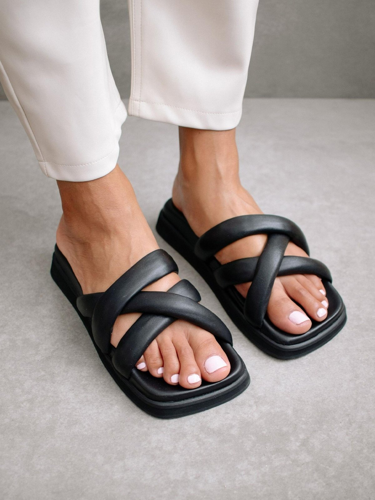 Black best sale cross sandals
