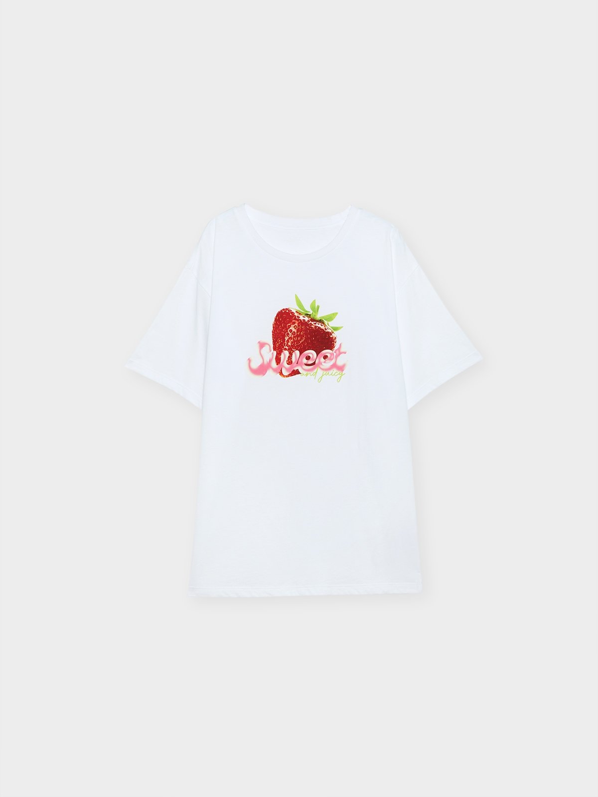 Oversized Fruit Short Sleeve Tee - White - Pomelo Fashion