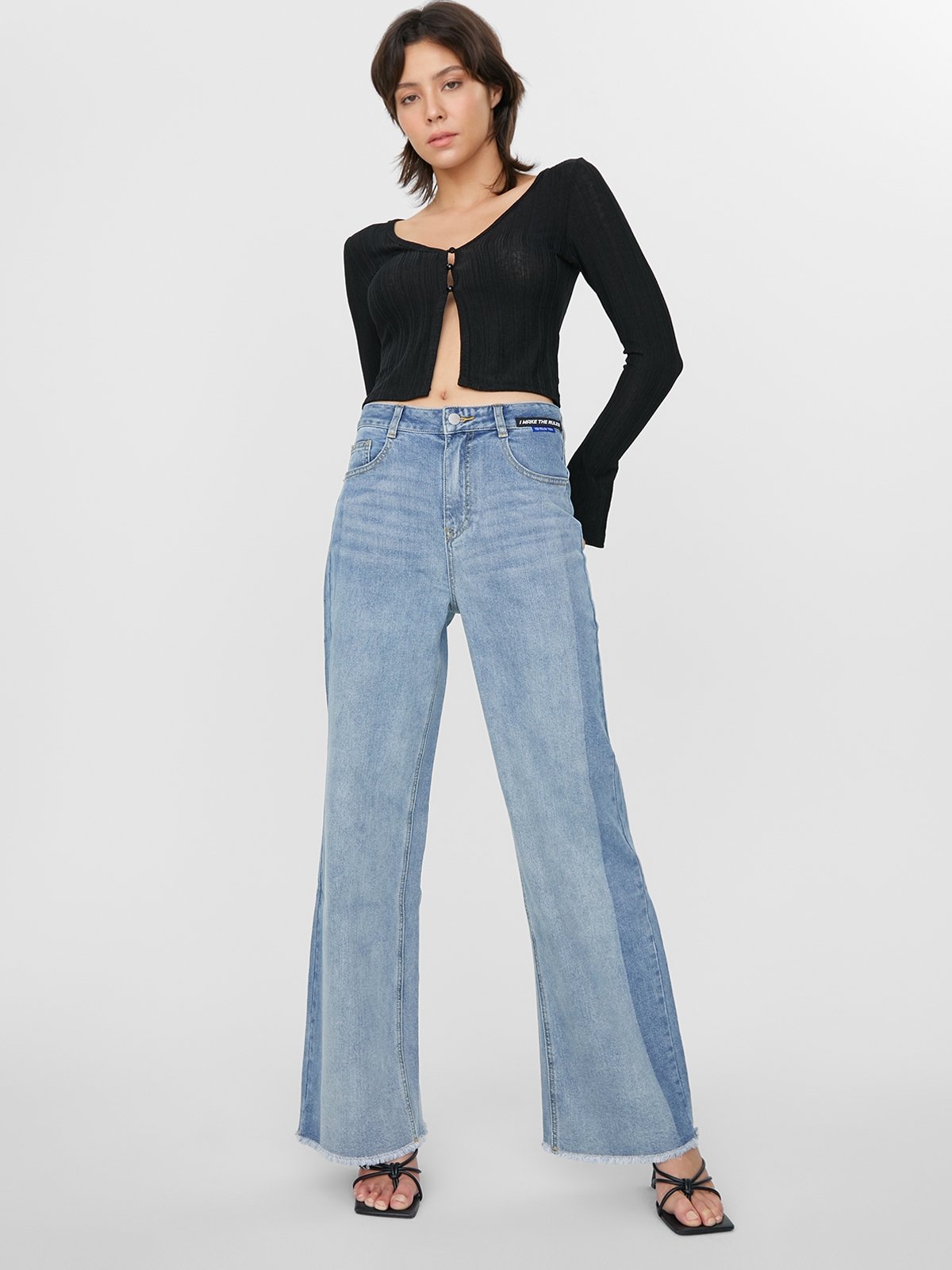 Two tone new arrivals wide leg jeans
