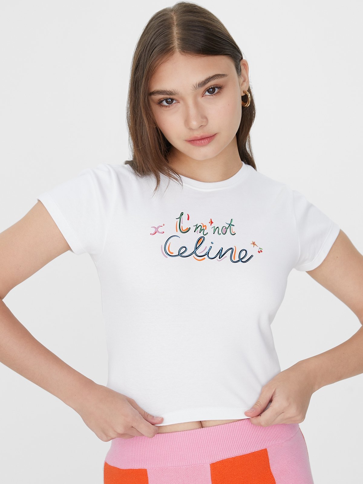 I m Not Celine Top White Pomelo Fashion
