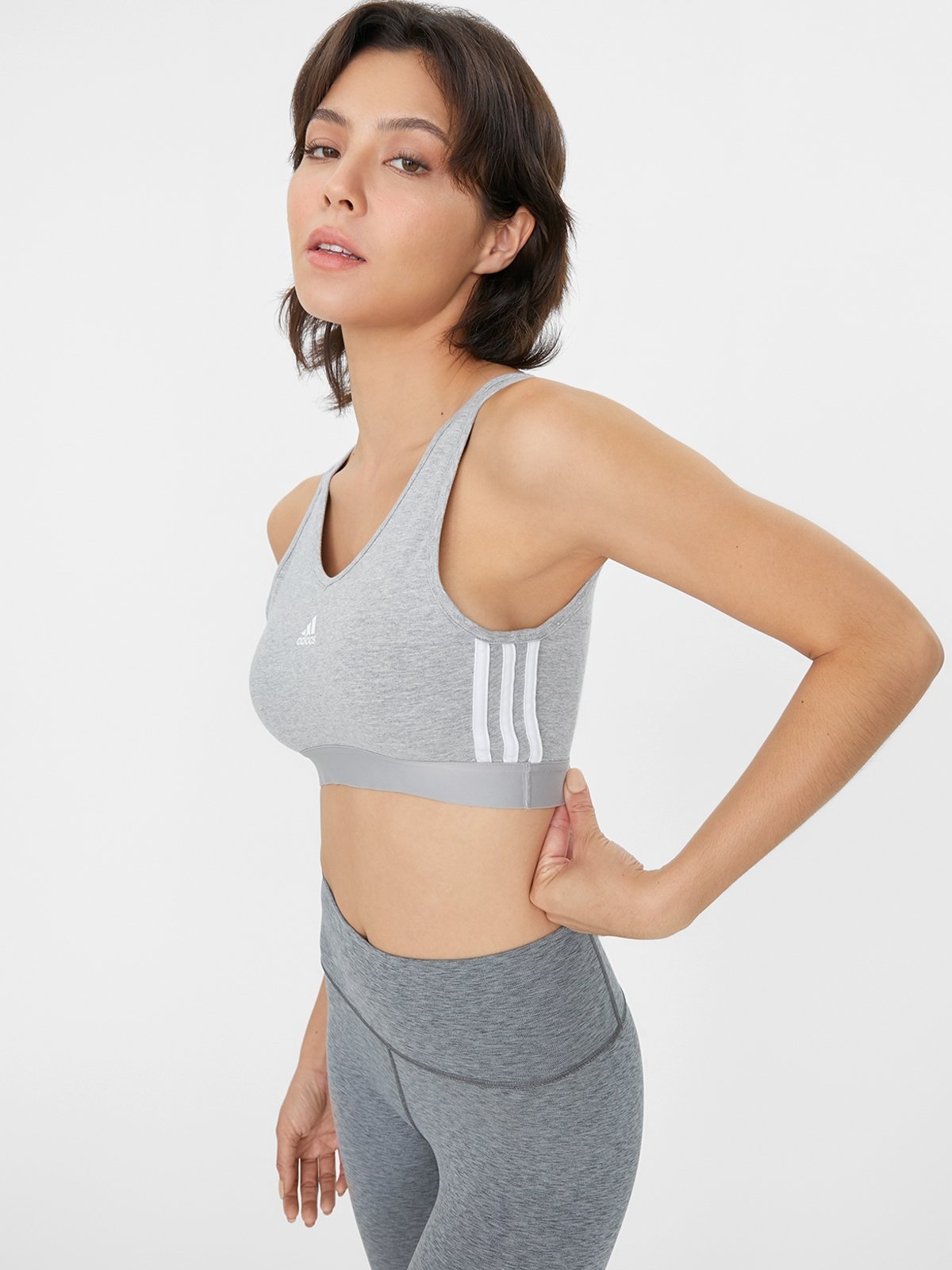 Grey adidas crop top sales
