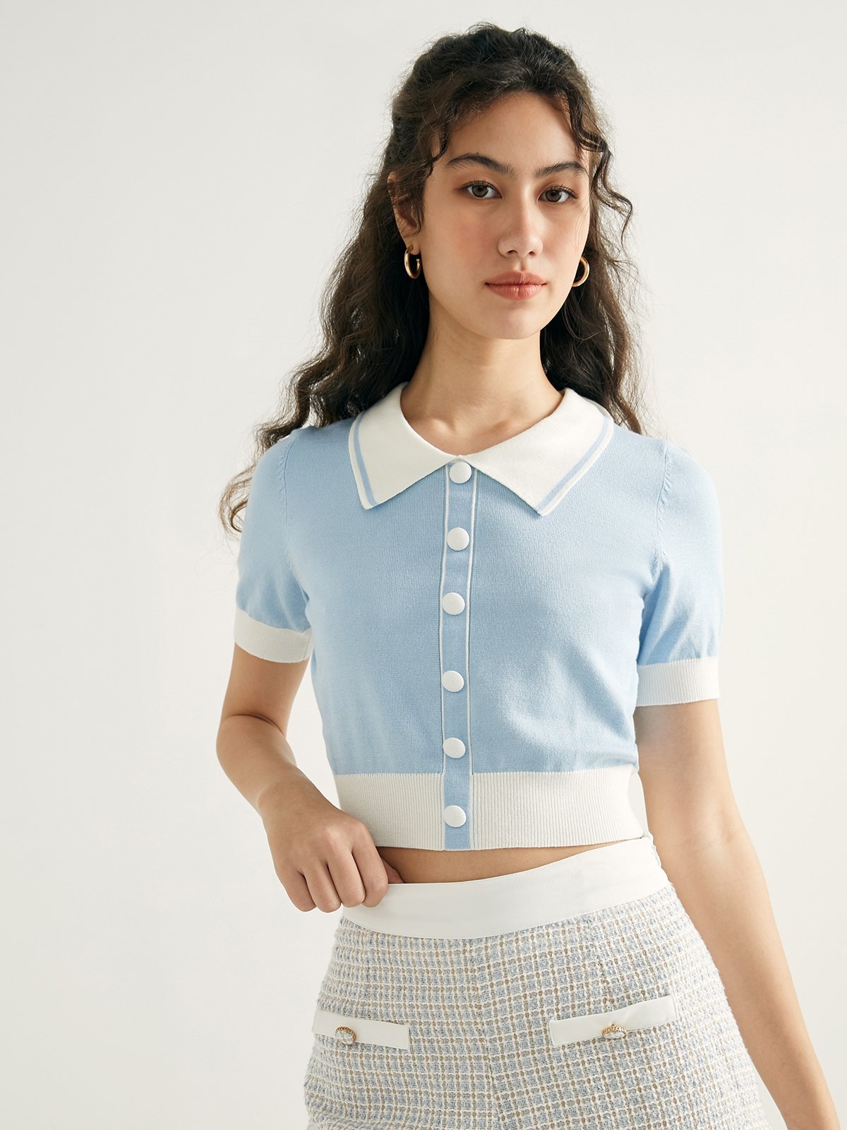Polo Collar Drop Shoulder Tunic