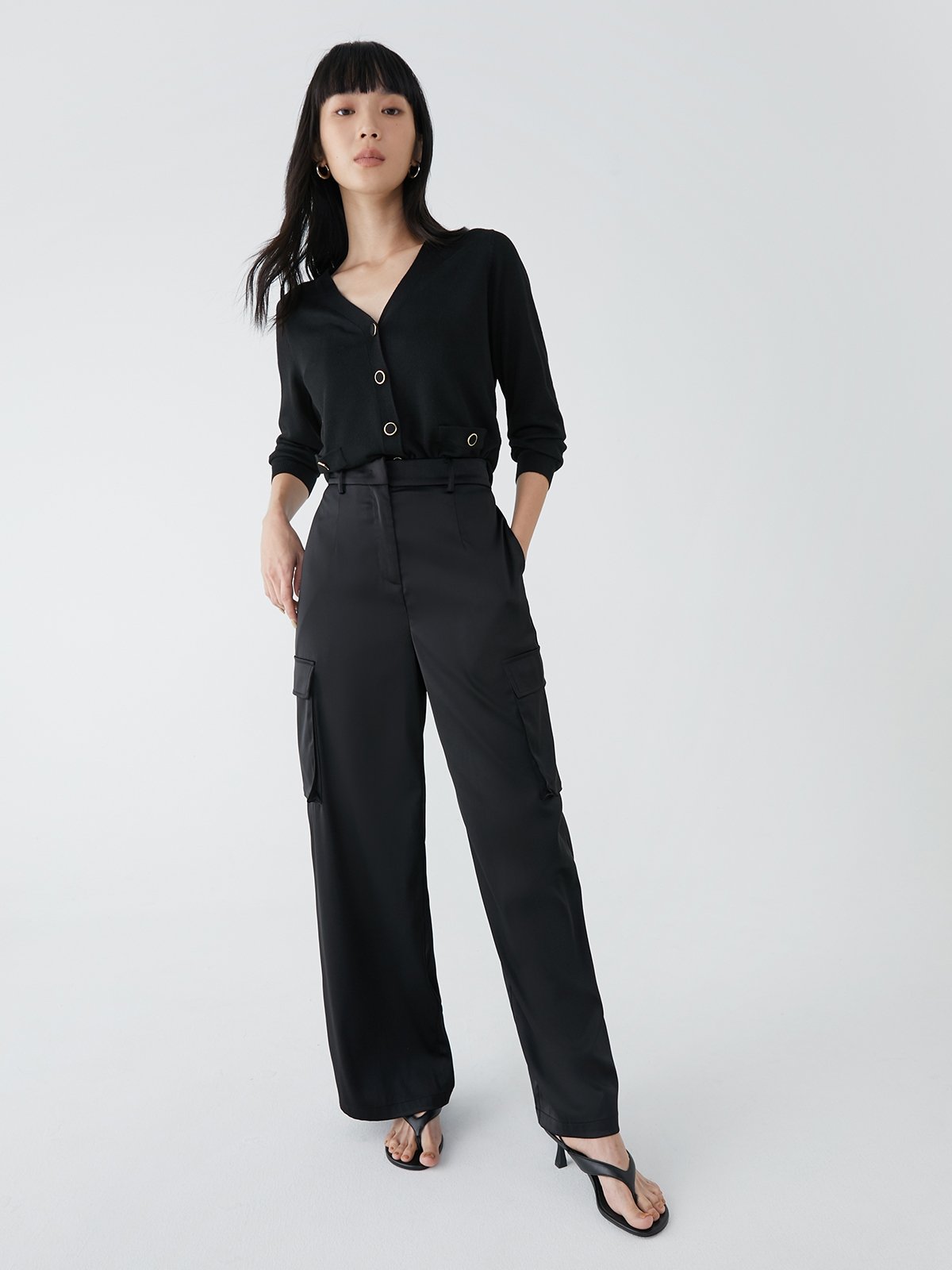 Pocket Detailed Cardigan Black Pomelo Fashion pocket-detailed-cardigan-black-pomelo-fashion