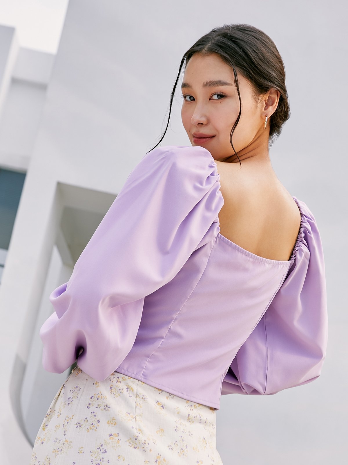 Lilac puff sleeve hotsell top