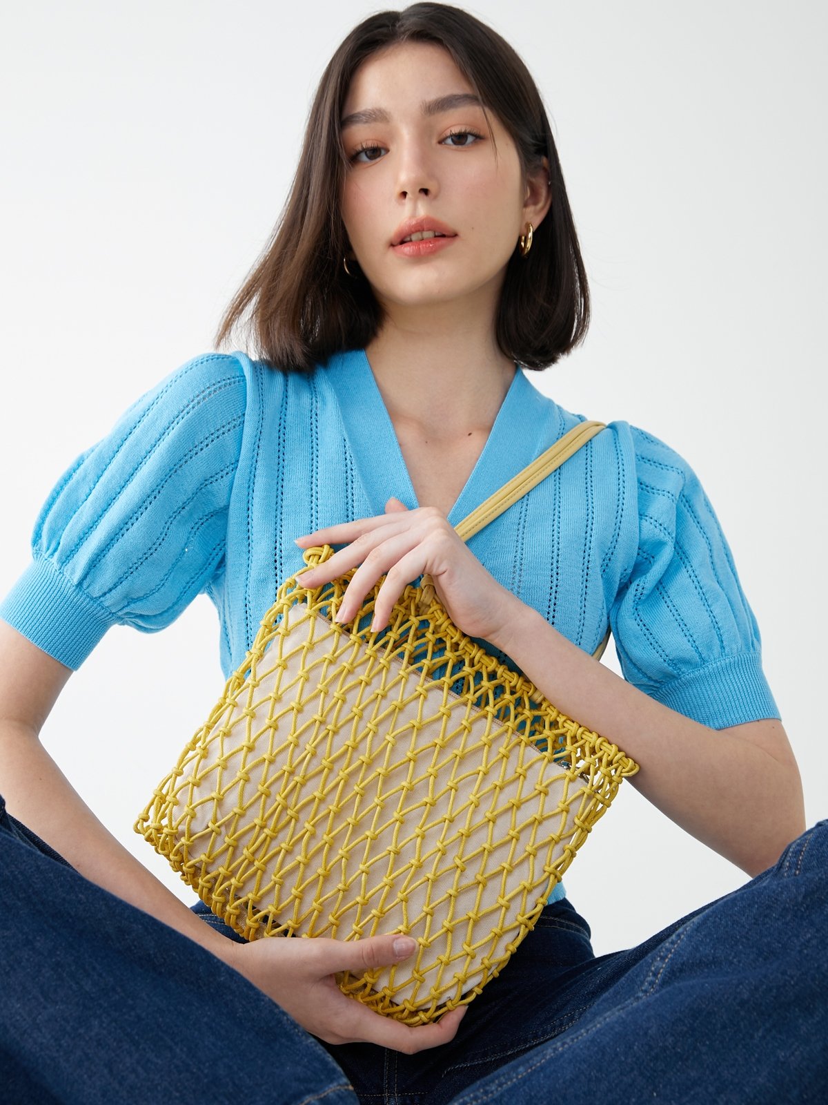 Leather net bag top