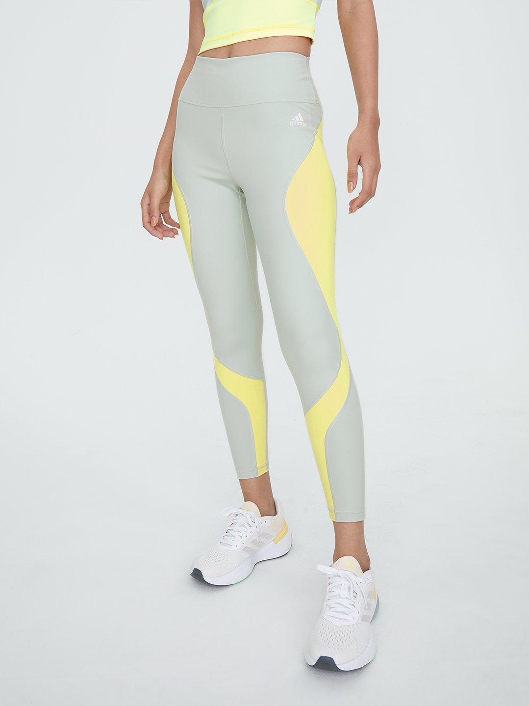 Adidas Girls AeroReady HIIT 7/8 Leggings Linen Green/Impact Yellow