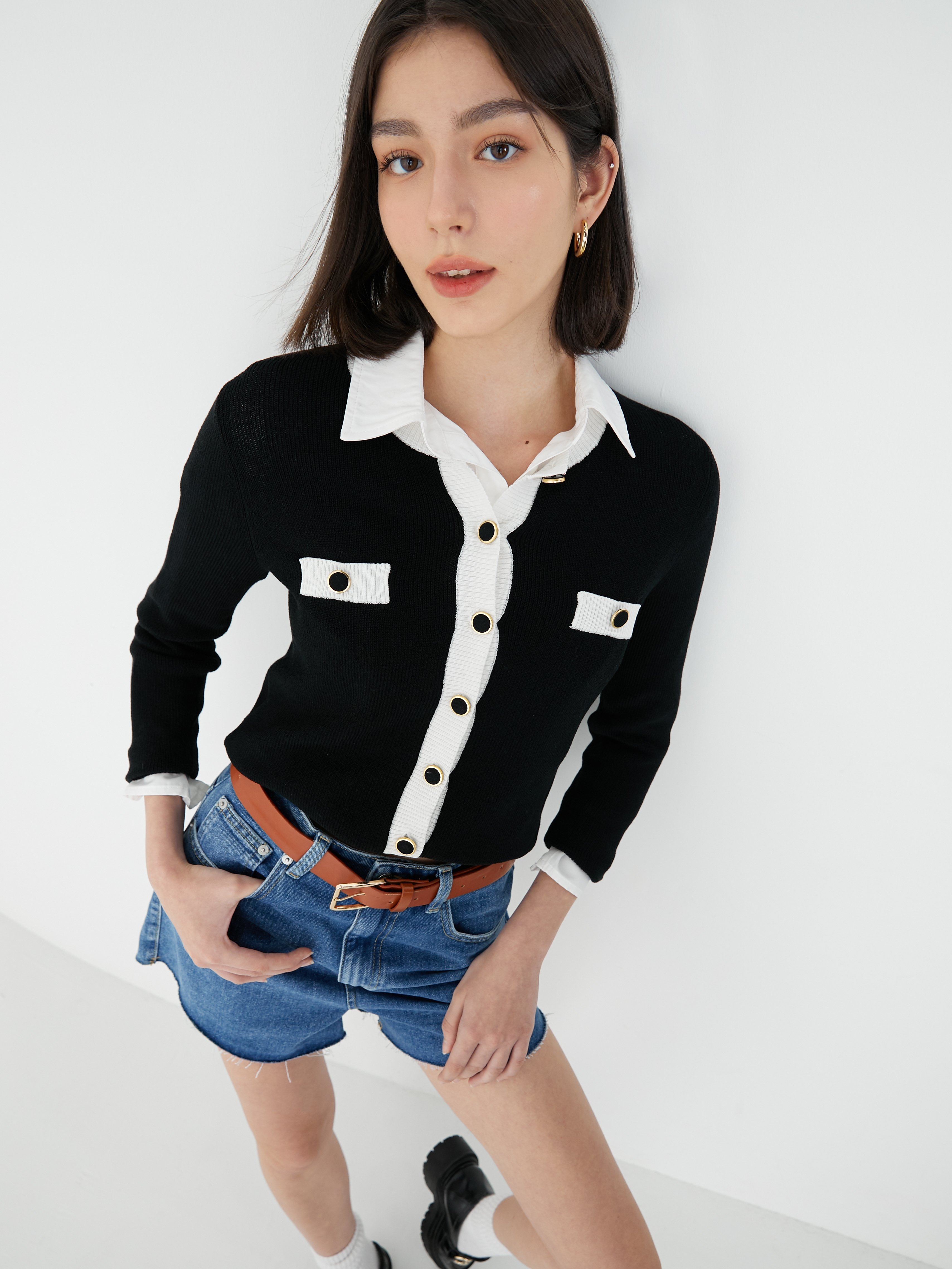 FRO O-NECK CARDIGAN - BLACK