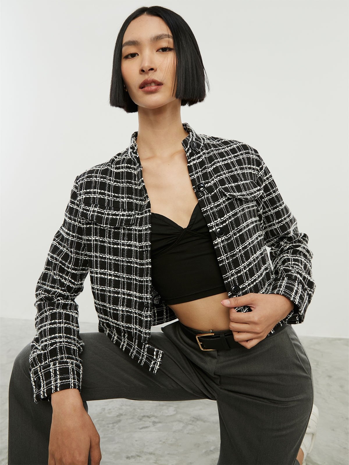 Tweed crop blazer on sale