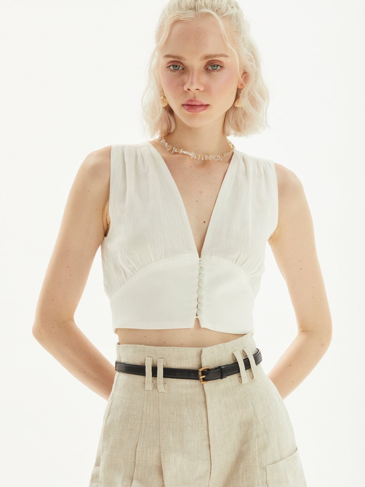 Lola Crop Top in Green Stripe main image 1
