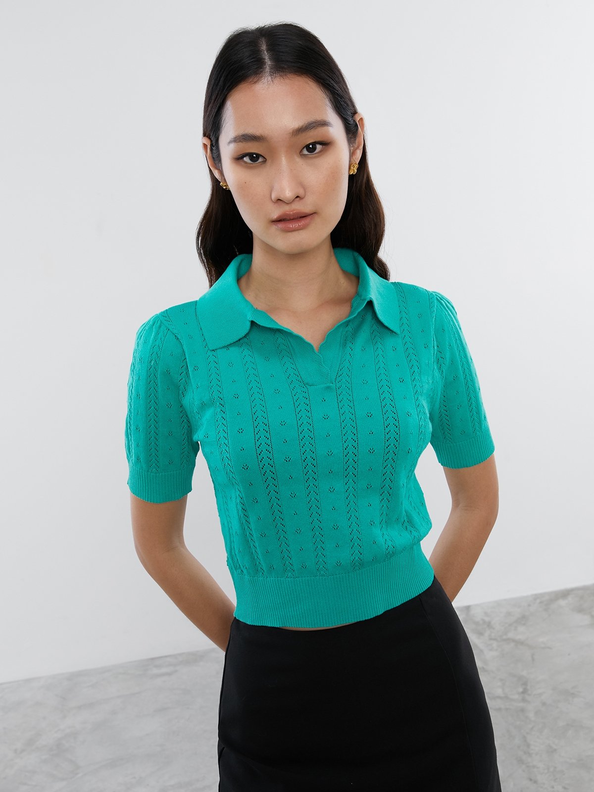 Polo knit top on sale