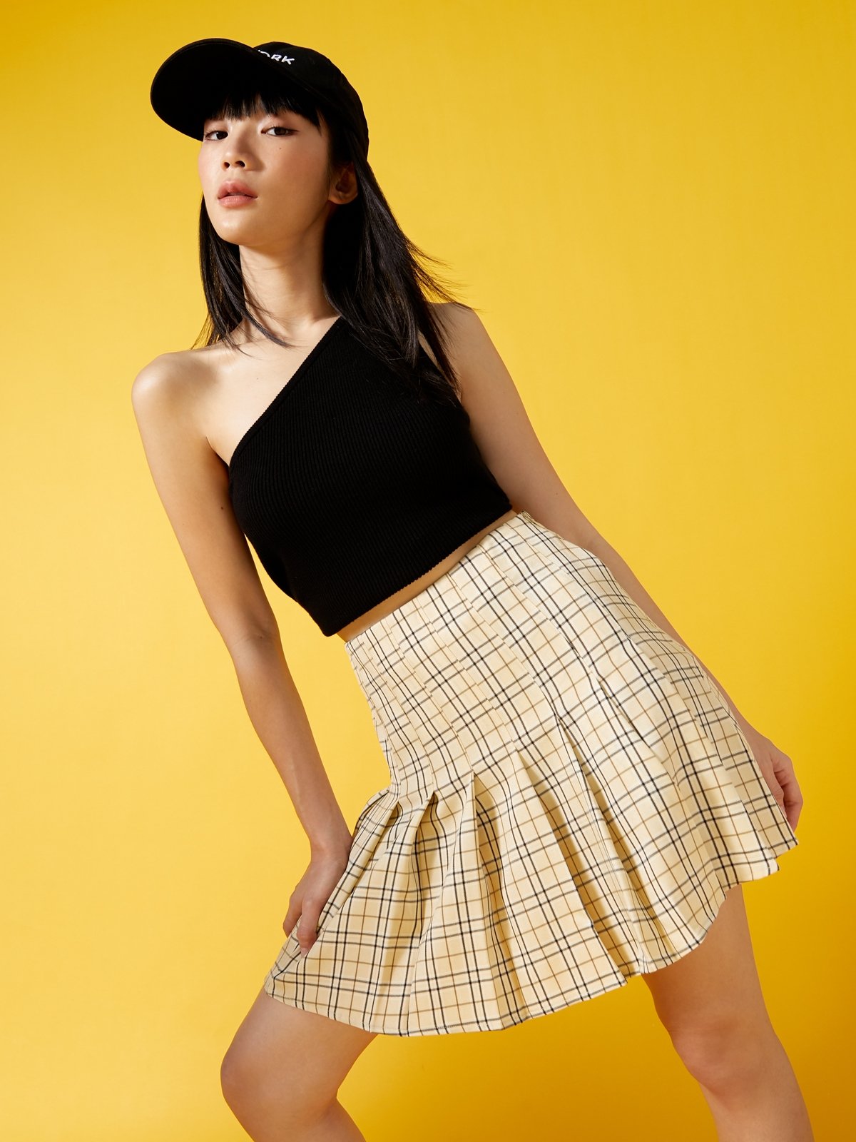 Beige skirt yellow hot sale