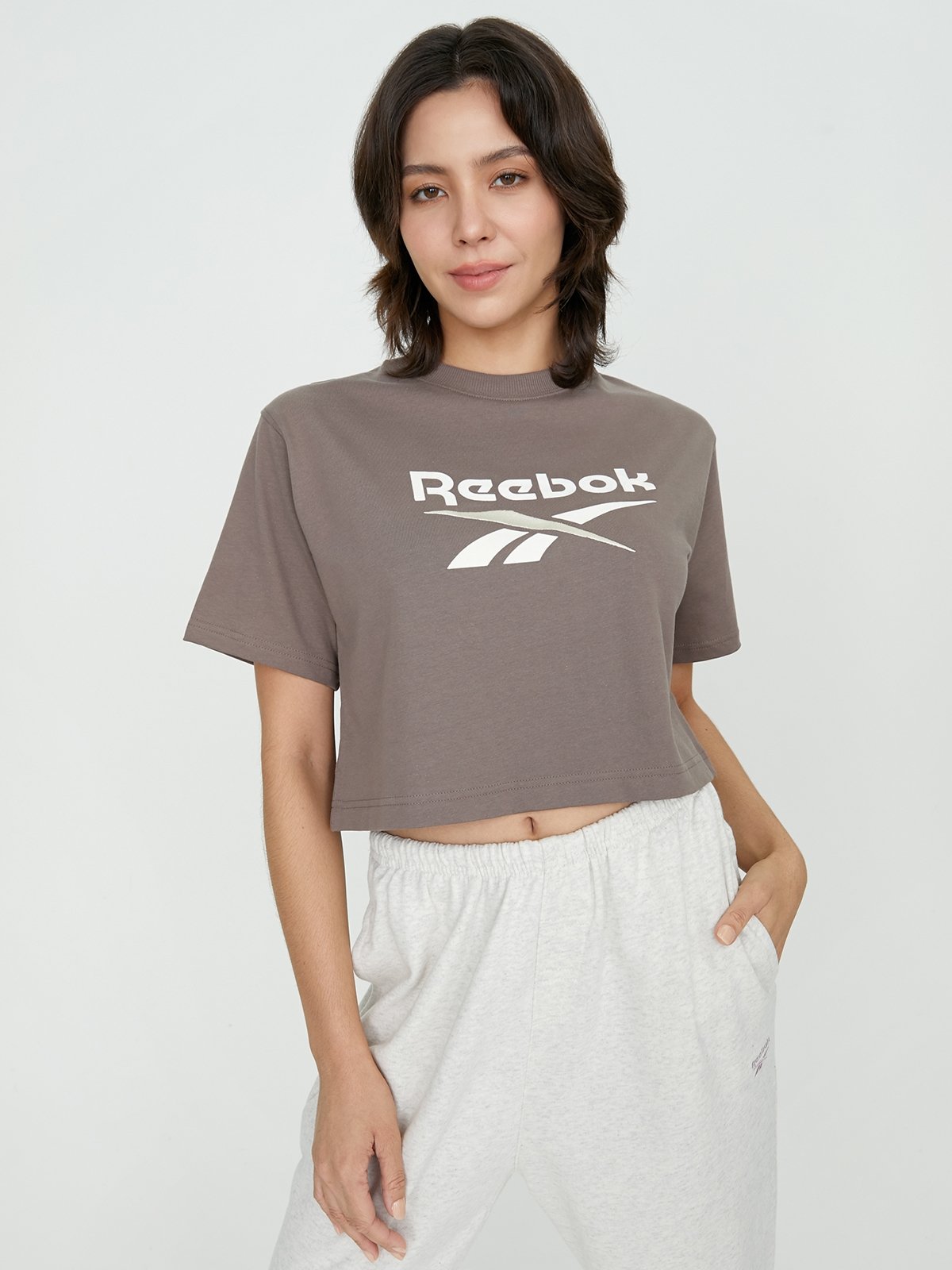 Classics Big Logo Cropped Tee Trek Grey Pomelo Fashion